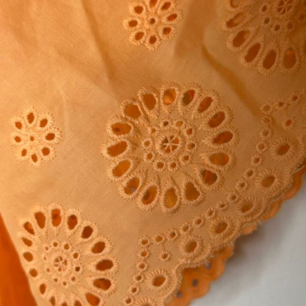 NWT Cutwork-Sleeve Mixed Fabric Top Peach Orange Womens 3x Boho Peasant - Picture 3 of 11